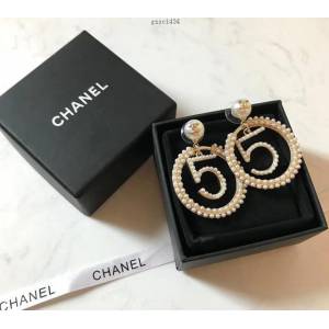 chanel耳環 5號數字 純銀針 圓環結合經典幸運數字 珍珠耳環  gzsc1434