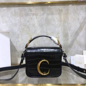 Chloe女包 克洛伊經典C Bag鱷魚壓紋手袋 Chole手提肩背斜挎包  jjh1362