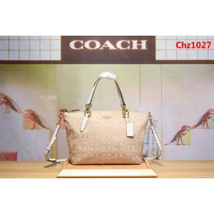 COACH蔻馳 36625 小號 經典款 帆布拼皮餃子包 真皮提手 可手提斜背  Chz1027