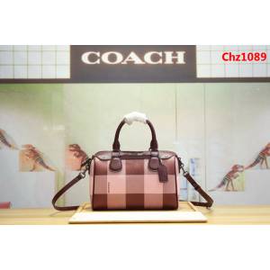 COACH蔻馳 新款蘇格蘭格紋 女士單肩斜挎 手提波士頓桶包 26146  Chz1089