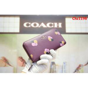 COACH蔻馳 55950 牛皮女錢包 花卉印花塗層 拉鏈錢包  Chz1198