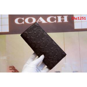 COACH蔻馳 F75365 男士長款 立體花紋牛皮對折錢包 西裝夾  Chz1251