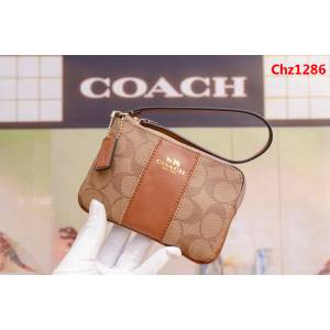 COACH蔻馳 原單級別 COACH 短款零錢包 拉鏈手包 簡單時尚 頭層牛皮 64233  Chz1286