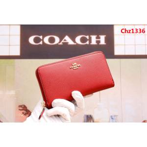 COACH蔻馳 F52859 pvc配皮 經典logo專櫃新款 馬車標拼色 長款拉鏈錢包 outlets款  Chz1336