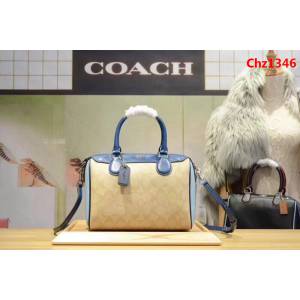 COACH蔻馳 專櫃原單 頭層牛皮 F57495 經典波士頓系列 枕頭包 手提 單肩斜挎  Chz1346