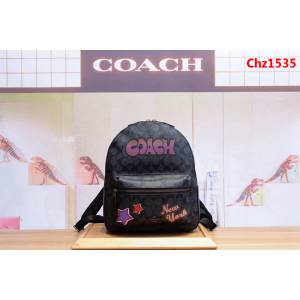 COACH蔻馳 31499新款 男女通用款塗鴉 PVC拼皮 休閒雙肩背包 旅行包  Chz1535