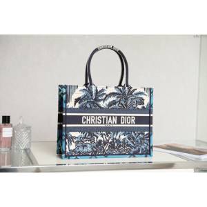 Dior女包 迪奧Book Tote藍椰樹托特包 Dior刺繡購物袋  dfk1723