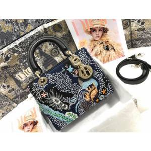 Dior女包 迪奧Lady Dior五格刺繡太陽珠子手袋 Dior手提肩背斜挎包  dfk1792