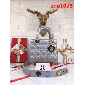 DIOR迪奧 四格 lady-D珠光系列 珠光灰 手提斜挎包  zdo1025