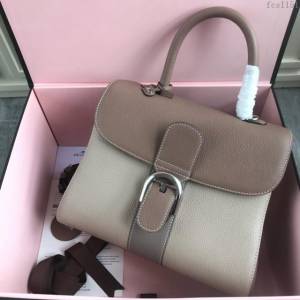DELVAUX女包 德爾沃Brillant系列 原粒Togo皮 德爾沃女手提包 DV0028三拼灰 大號 Delvaux單肩斜跨女包  fcs1151