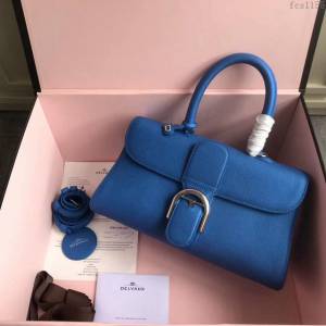 DELVAUX女包 2019春夏最新色 專櫃原廠皮 德爾沃女手提包 DS0028螢光藍 中號 Delvaux單肩斜挎包  fcs1155