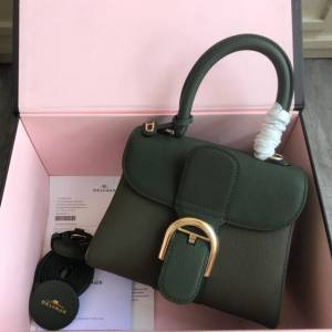 DELVAUX女包 德爾沃Brillant系列 原粒Togo皮革 德爾沃女手提包 DV0020三拼綠 小號 Delvaux單肩包  fcs1174