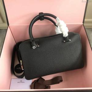 DELVAUX女包 Delvau單肩斜挎包 半手工Cool box 中號 德爾沃女手提包 手拎包 黑銀  fcs1180