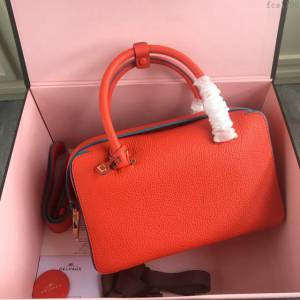 DELVAUX女包 Delvau單肩斜挎包 半手工Cool box 中號 德爾沃女手提包 手拎包 橙色  fcs1190