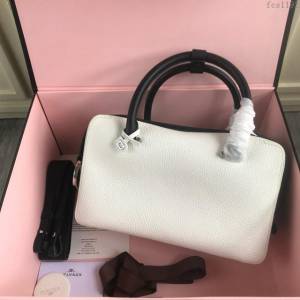 DELVAUX女包 Delvau單肩斜挎包 半手工Cool box 中號 德爾沃女手提包 手拎包 白黑  fcs1192