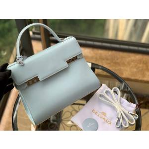 DELVAUX女包 比利時品牌 Tempete手袋 柔軟牛皮 德爾沃女手提包 中號手拎包 Delvaux單肩斜挎包 TP0028晴空藍  fcs1217