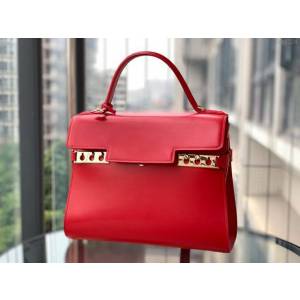 DELVAUX女包 比利時品牌 Tempete手袋 柔軟牛皮 德爾沃女手提包 中號手拎包 Delvaux單肩斜挎包 TP0028大紅色  fcs1224