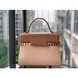 DELVAUX女包 比利時品牌 Tempete手袋 柔軟牛皮 德爾沃女手提包 中號手拎包 Delvaux單肩斜挎包 TP0028拼色奶茶  fcs1228