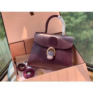 DELVAUX女包 Magic bag風琴系列 德爾沃女手提包 原版Box皮 中號 Delvaux女單肩包 Dv0028風琴 梅紫  fcs1248