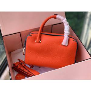 DELVAUX女包 2019春夏款 全新Cool Box優質牛皮 德爾沃女手提包 Cl0028 小方包橙紅 Delvaux單肩包  fcs1276