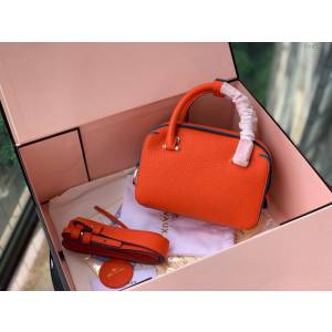 DELVAUX女包 2019春夏款 全新Cool Box優質牛皮 德爾沃女手提包 Cl0020 小方包橙紅 Delvaux單肩包  fcs1277