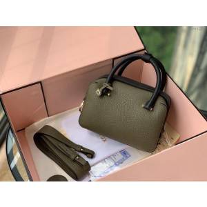 DELVAUX女包 2019春夏款 全新Cool Box優質牛皮 德爾沃女手提包 Cl0020 小方包拼色綠 Delvaux單肩包  fcs1281