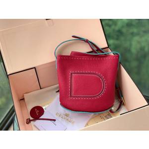 DELVAUX女包 Delvaux Pin春夏系列 德爾沃女手提包 D00315覆盆子紅色 Delvaux女單肩包  fcs1322