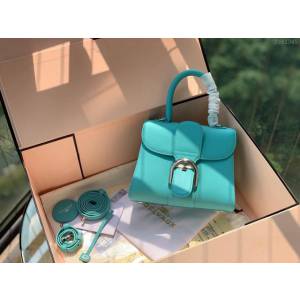 DELVAUX女包 春夏新款 Brillant系列手袋 進口牛皮 德爾沃女手提包 Dv0020 夏威夷藍 Delvaux單肩斜挎包  fcs1345