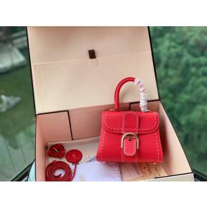 DELVAUX女包 經典款 德爾沃女手提包 女手腕包 Mini小號 Delvaux單肩斜挎包 DS0020手縫櫻粟紅  fcs1370