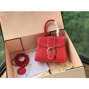 DELVAUX女包 Brillant系列手袋 原廠牛皮 德爾沃女手提包 女手拎包 Delvaux單肩斜挎包 DF0020手縫胭脂粉  fcs1374