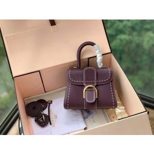 DELVAUX女包 Brillant系列手袋 手縫版黑色Mini小號 德爾沃女手提包 女手拎包 Delvaux單肩斜挎包 DF0020手縫 梅紫色  fcs1382