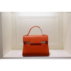 DELVAUX女包 Delvaux Tempete系列 原版牛皮 中號 德爾沃女手提包 手拎包 手腕包 TP0028橙紅色  fcs1403