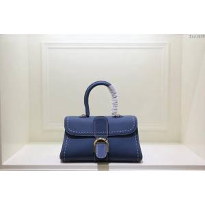 DELVAUX女包 春夏新色 外縫蜜蠟線 德爾沃女手提包 手腕包 DS0028孔雀藍 Delvaux單肩斜挎包  fcs1405