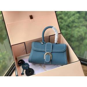 DELVAUX女包 春夏新色 Birllant 手縫togo皮系列 德爾沃女手提包 手拎包 DS0028孔雀藍橫版 Delvaux單肩斜挎包  fcs1420