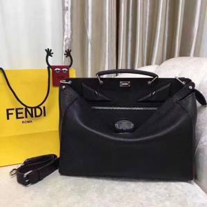 FENDI芬迪 專櫃小怪獸系列 孫紅雷同款 荔枝紋小牛皮 全手工縫製 男款手提斜挎包  fd1572