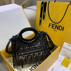 FENDI女包 頂級原單 最新透明雙F購物袋 手提包 芬迪女肩背包 75006  fdz2166