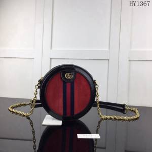 GUCCI古馳 新款 專櫃品質 原單 550618 磨砂配皮 大紅配克 圓形 鏈條挎包HY1367