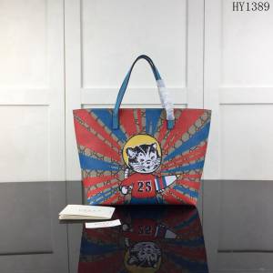 GUCCI古馳 新款 專櫃品質 原單 410812 貓配西瓜紅 時尚購物袋HY1389