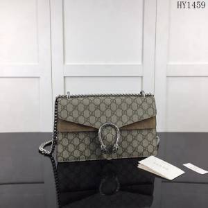 GUCCI古馳 新款 專櫃品質 原單 400249 啡Pvc配牛皮 鏈條 單肩斜挎包HY1459