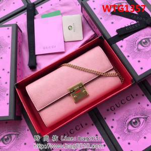 GUCCI古馳 歐洲正品原單 padlock系列 最新二折款 爆款鏈條皮夾 453506 櫻花粉摔紋全皮 WTG1357