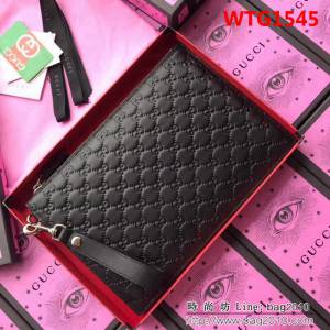 GUCCI古馳 歐洲正品原單 2018早春新款 牛皮手拿包 473950 黑壓全皮 WTG1545
