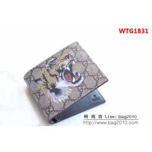 GUCCI古馳 經典款 G家老虎圖案 雙折皮夾 138042 WTG1831