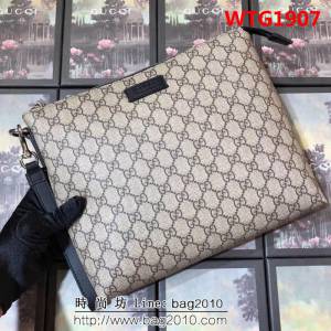 GUCCI古馳 專櫃最新上新 頂級原單 百搭款 男士手拿包 523293 啡膠 WTG1907