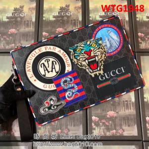 GUCCI古馳 爆款手包 GG圖案系列 時尚刺繡 復古風格手拿包 496346 克繡 WTG1948