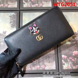 GUCCI古馳 2018新款 萌萌拉鏈包 狗頭限量版 女士長錢包 499337 克全皮 WTG2051
