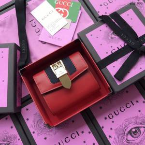 Gucci錢包 古馳新款星星圖案 Gucci拉鏈長錢包 495062黑全皮  gdj1104