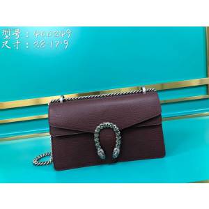 Gucci古馳包包 G家新款女包 款號:400249 古奇酒紅雙色全皮大號酒神包 Gucci鏈條單肩斜挎女包  gdj1333