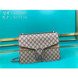 Gucci古馳包包 G家新款女包 款號:403348 古奇卡其色鏈條單肩斜挎包 Gucci酒神包  gdj1336