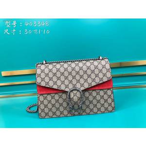 Gucci古馳包包 G家新款女包 款號:403348 古奇大紅色鏈條單肩斜挎包 Gucci酒神包  gdj1337