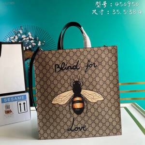 Gucci古馳包包 G家新款男包 款號:450950 古奇蜜蜂印花高級人造帆布購物袋  gdj1365